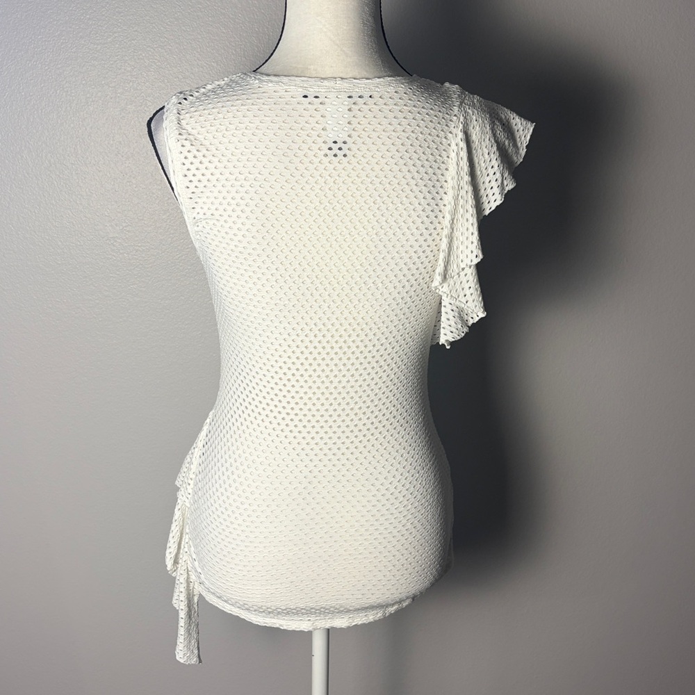 BCBGMaxAzria White Rowe Eyelet Mesh Top (Size S) - Picture 4 of 6